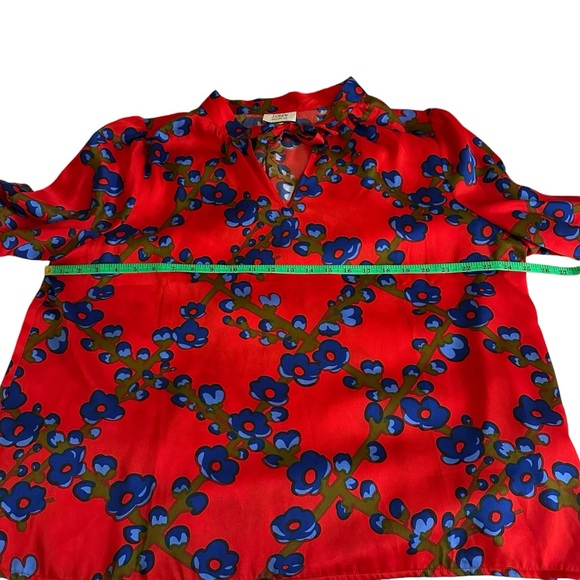 J Crew Collection Tie-neck Blouse in lattice floral, plus size 2X - Picture 4 of 12